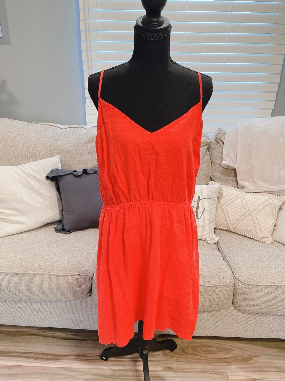 NWT J Crew Factory Red Mini Dress Linen Size XL.
